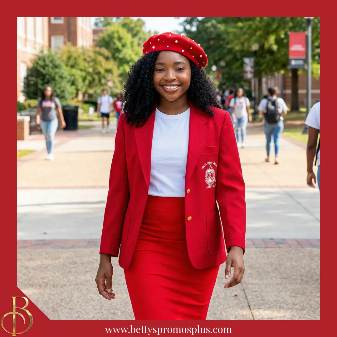 Delta Sigma Theta ΔΣΘ Pearl Beret Wool Tam-Delta Sigma Theta Paraphernalia-Delta Sigma Theta Hats-Betty's Promos Plus