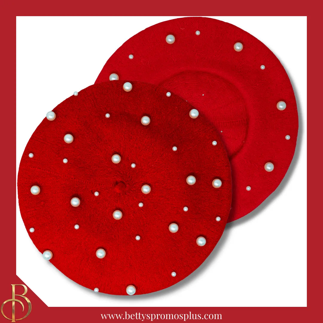 Delta Sigma Theta ΔΣΘ Pearl Beret Wool Tam-Red-Delta Sigma Theta Paraphernalia-Delta Sigma Theta Hats-Betty's Promos Plus