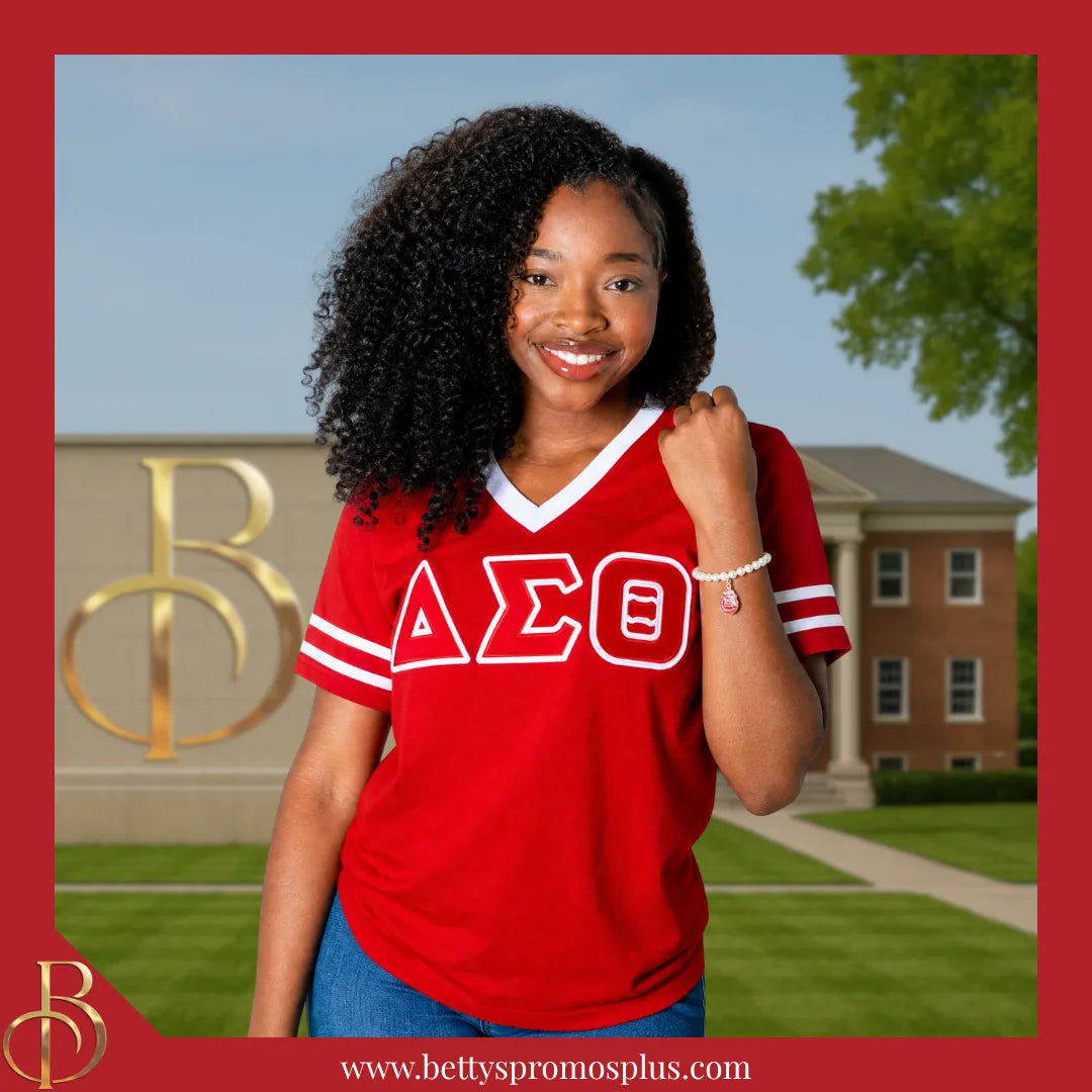Delta Sigma Theta ΔΣΘ Pearl Bracelet with Shield Charm-Delta Sigma Theta Paraphernalia-Delta Sigma Theta Bracelet-Betty's Promos Plus
