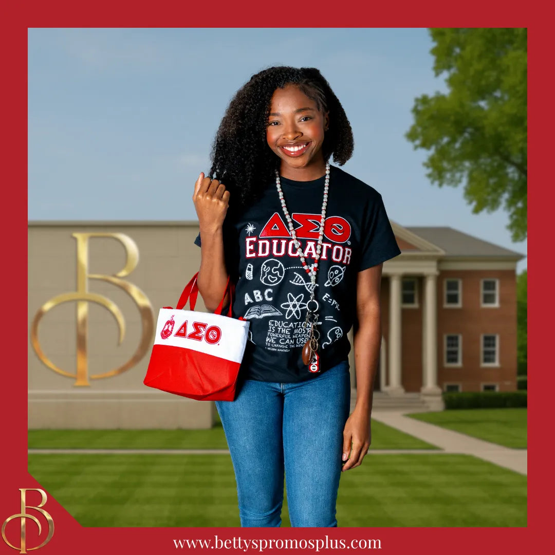 Delta Sigma Theta ΔΣΘ Pearl Lanyard with Rhinestone Spacers-Delta Sigma Theta Paraphernalia-Delta Sigma Theta Lanyards-Betty's Promos Plus