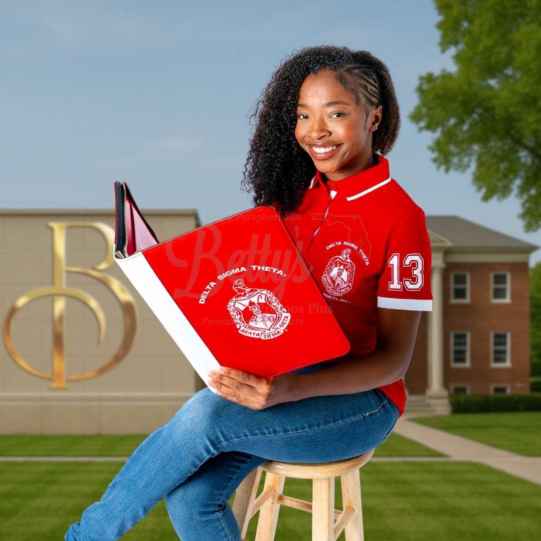 Delta Sigma Theta ΔΣΘ Polo Shirt Embroidered with Shield and 13 Sleeve-Delta Sigma Theta Paraphernalia-Delta Sigma Theta Polo Shirt-Betty's Promos Plus