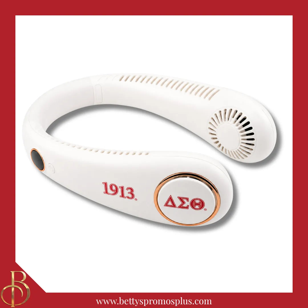 Delta Sigma Theta ΔΣΘ Portable Bladeless Rechargeable Hands-Free Neck Fan-Delta Sigma Theta Paraphernalia-Delta Sigma Theta Fan-Betty's Promos Plus