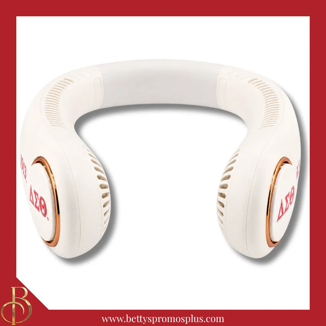 Delta Sigma Theta ΔΣΘ Portable Bladeless Rechargeable Hands-Free Neck Fan-Delta Sigma Theta Paraphernalia-Delta Sigma Theta Fan-Betty's Promos Plus