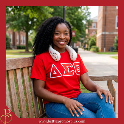 Delta Sigma Theta ΔΣΘ Portable Bladeless Rechargeable Hands-Free Neck Fan-Delta Sigma Theta Paraphernalia-Delta Sigma Theta Fan-Betty's Promos Plus