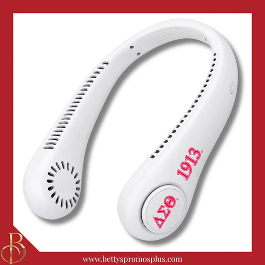 Delta Sigma Theta ΔΣΘ Portable Bladeless Rechargeable Hands-Free Neck Fan-White-Delta Sigma Theta Paraphernalia-Delta Sigma Theta Fan-Betty's Promos Plus