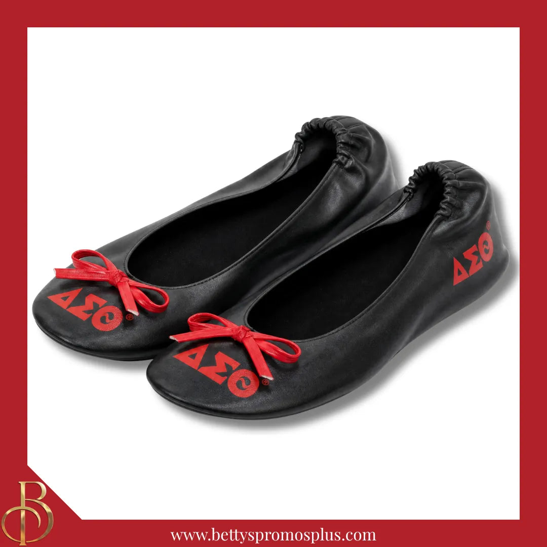 Delta Sigma Theta ΔΣΘ Printed Foldable Ballet Flats with Carrying Case-Delta Sigma Theta Paraphernalia-Delta Sigma Theta Ballet Flats-Betty's Promos Plus