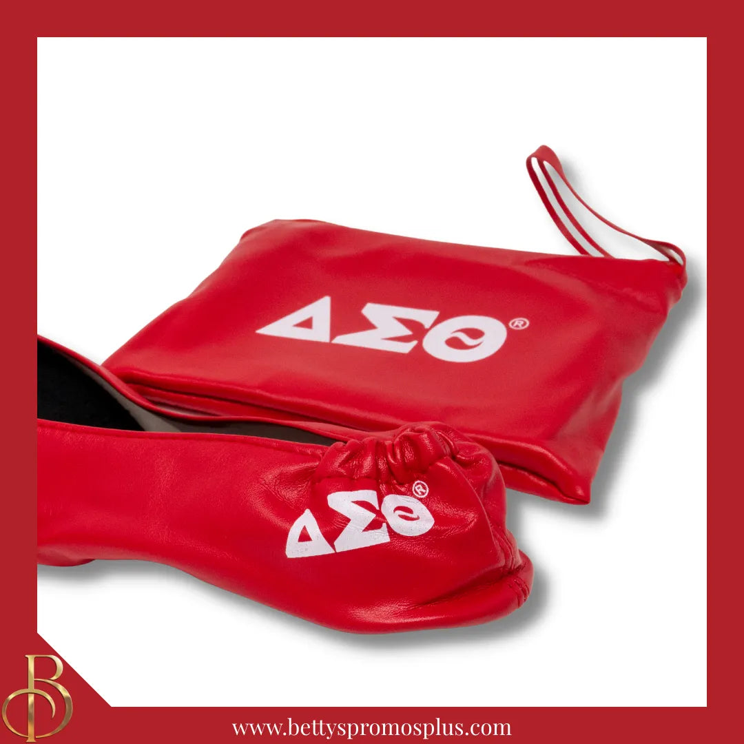 Delta Sigma Theta ΔΣΘ Printed Foldable Ballet Flats with Carrying Case-Delta Sigma Theta Paraphernalia-Delta Sigma Theta Ballet Flats-Betty's Promos Plus