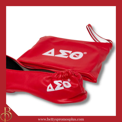 Delta Sigma Theta ΔΣΘ Printed Foldable Ballet Flats with Carrying Case-Delta Sigma Theta Paraphernalia-Delta Sigma Theta Ballet Flats-Betty's Promos Plus