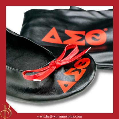 Delta Sigma Theta ΔΣΘ Printed Foldable Ballet Flats with Carrying Case-Delta Sigma Theta Paraphernalia-Delta Sigma Theta Ballet Flats-Betty's Promos Plus