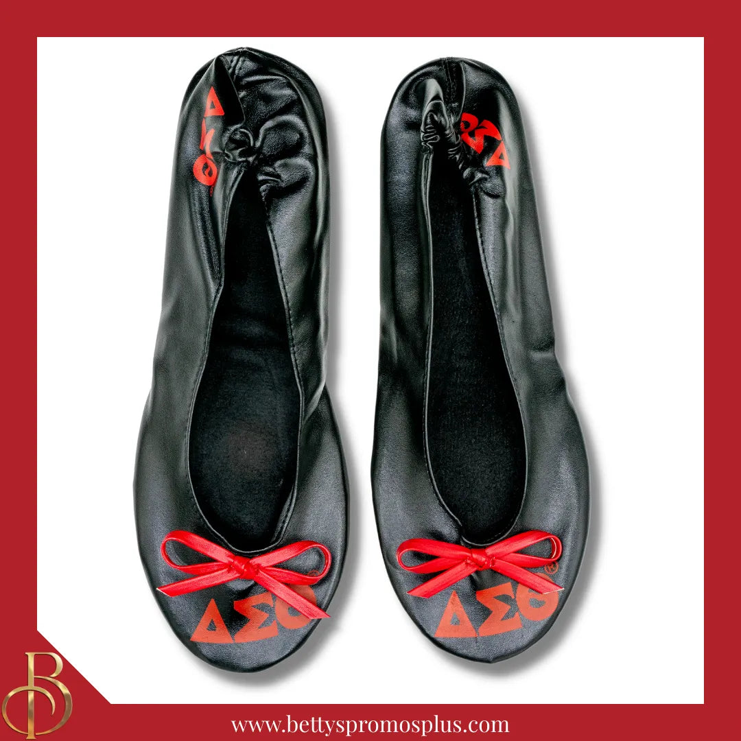 Delta Sigma Theta ΔΣΘ Printed Foldable Ballet Flats with Carrying Case-Delta Sigma Theta Paraphernalia-Delta Sigma Theta Ballet Flats-Betty's Promos Plus