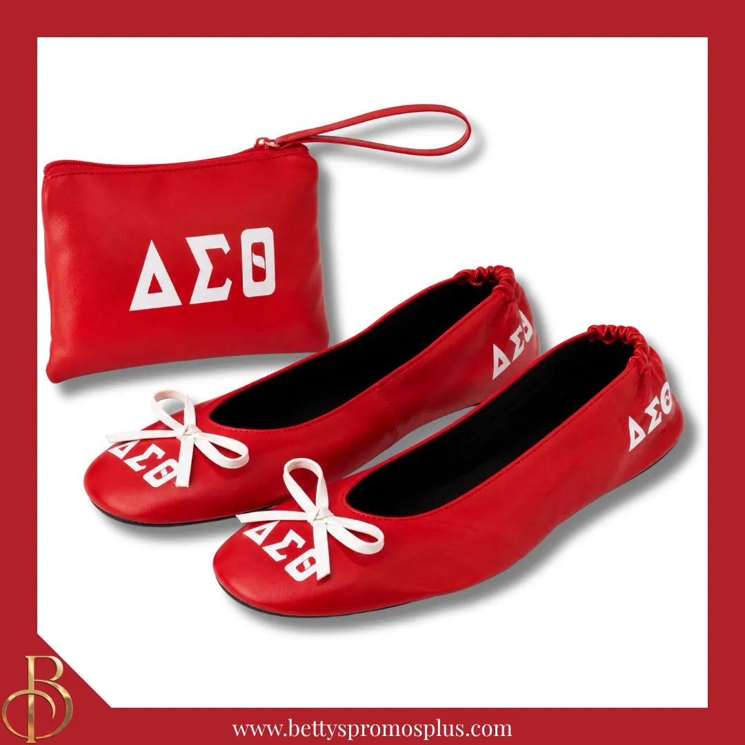 Delta Sigma Theta ΔΣΘ Printed Foldable Ballet Flats with Carrying Case-Delta Sigma Theta Paraphernalia-Delta Sigma Theta Ballet Flats-Betty's Promos Plus