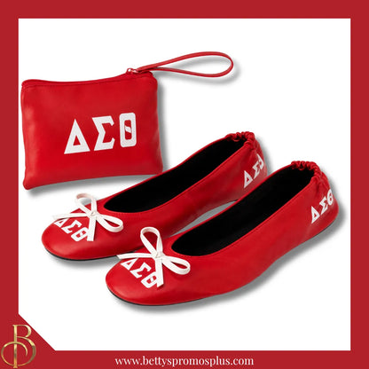 Delta Sigma Theta ΔΣΘ Printed Foldable Ballet Flats with Carrying Case-Delta Sigma Theta Paraphernalia-Delta Sigma Theta Ballet Flats-Betty's Promos Plus