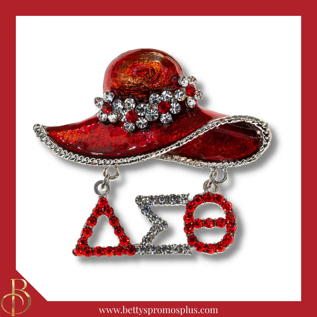 Delta Sigma Theta ΔΣΘ Red Hat with White & Red Multi String Pearl Necklace and Matching Earrings Set, Delta Necklace-Delta Sigma Theta Paraphernalia-Delta Sigma Theta Necklace-Betty's Promos Plus