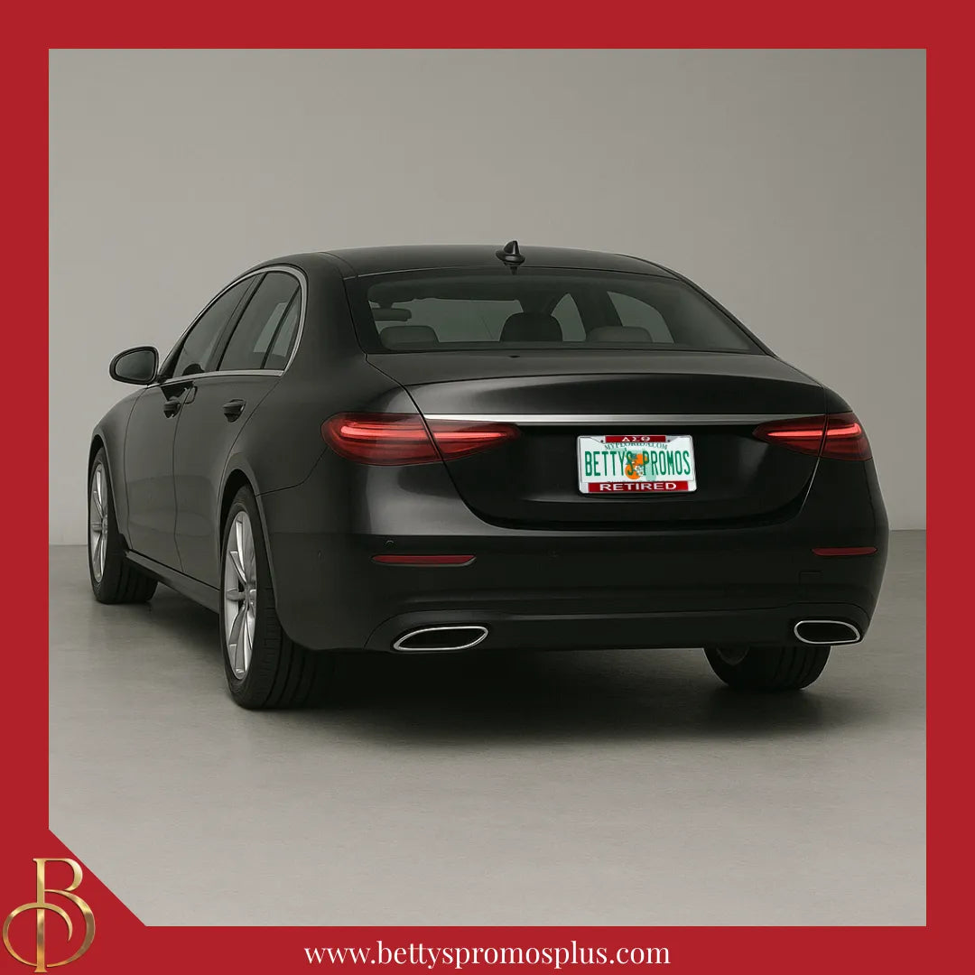 Delta Sigma Theta ΔΣΘ Retired Chrome Laser Engraved Mirrored Acrylic Auto Tag License Plate Frame-Delta Sigma Theta Paraphernalia-Delta Sigma Theta Auto Tag Frame-Betty's Promos Plus