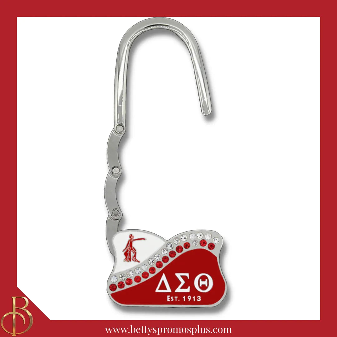 Delta Sigma Theta ΔΣΘ Rhinestone Folding Purse Holder-Delta Sigma Theta Paraphernalia-Delta Sigma Theta Purse Hanger-Betty's Promos Plus