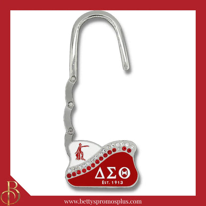 Delta Sigma Theta ΔΣΘ Rhinestone Folding Purse Holder-Delta Sigma Theta Paraphernalia-Delta Sigma Theta Purse Hanger-Betty's Promos Plus