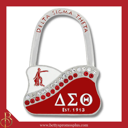 Delta Sigma Theta ΔΣΘ Rhinestone Folding Purse Holder-Red-Delta Sigma Theta Paraphernalia-Delta Sigma Theta Purse Hanger-Betty's Promos Plus