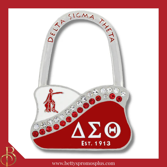Delta Sigma Theta ΔΣΘ Rhinestone Folding Purse Holder-Red-Delta Sigma Theta Paraphernalia-Delta Sigma Theta Purse Hanger-Betty's Promos Plus
