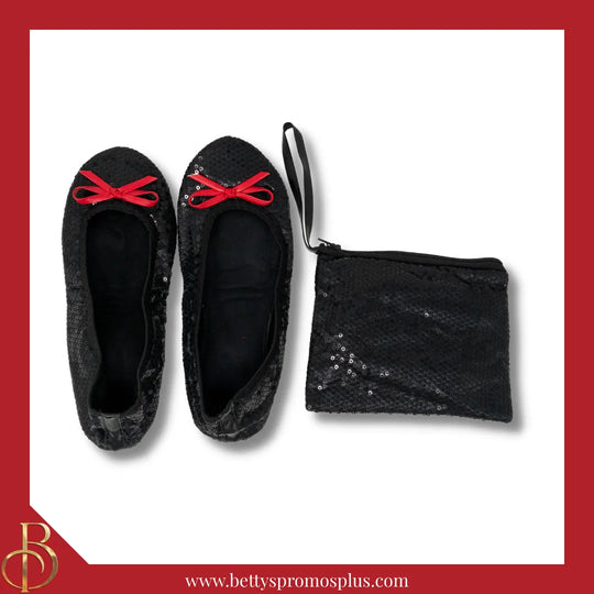 Delta Sigma Theta ΔΣΘ Sequin Ballet Flats with Sequin Carrying Case-Delta Sigma Theta Paraphernalia-Delta Sigma Theta Ballet Flats-Betty's Promos Plus