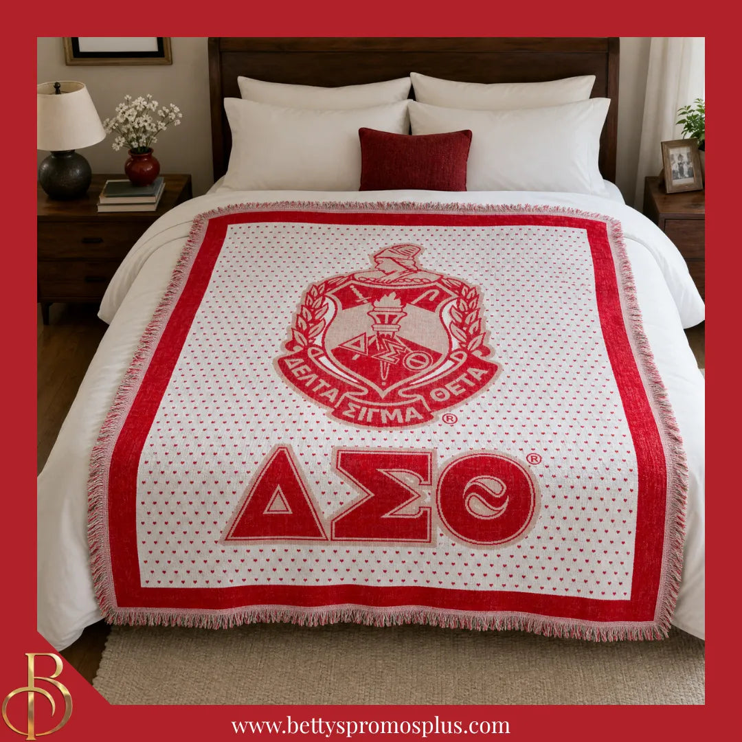 Delta Sigma Theta ΔΣΘ Shield Afghan Throw Blanket-Delta Sigma Theta Paraphernalia-Delta Sigma Theta Blanket-Betty's Promos Plus