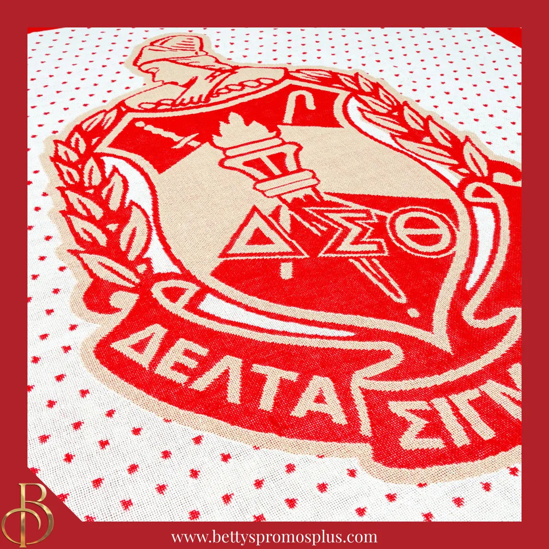 Delta Sigma Theta ΔΣΘ Shield Afghan Throw Blanket-Delta Sigma Theta Paraphernalia-Delta Sigma Theta Blanket-Betty's Promos Plus