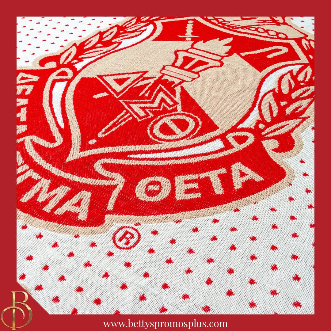 Delta Sigma Theta ΔΣΘ Shield Afghan Throw Blanket-Delta Sigma Theta Paraphernalia-Delta Sigma Theta Blanket-Betty's Promos Plus
