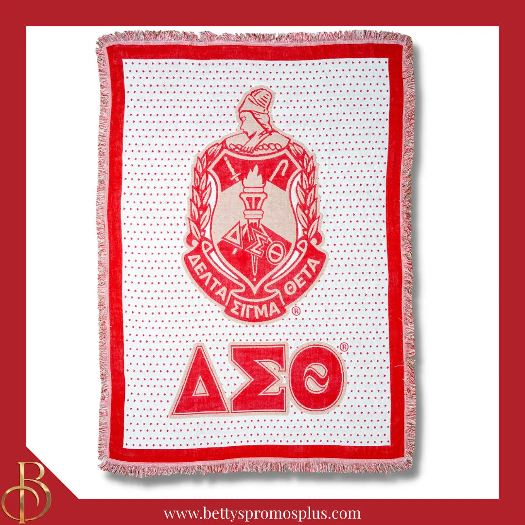 Delta Sigma Theta ΔΣΘ Shield Afghan Throw Blanket-Delta Sigma Theta Paraphernalia-Delta Sigma Theta Blanket-Betty's Promos Plus