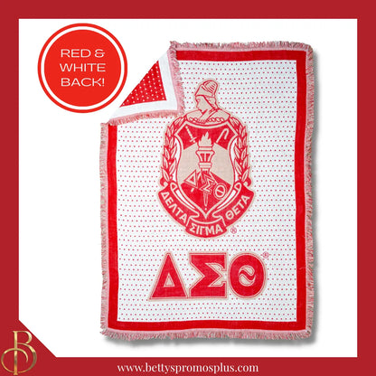 Delta Sigma Theta ΔΣΘ Shield Afghan Throw Blanket-Red-Delta Sigma Theta Paraphernalia-Delta Sigma Theta Blanket-Betty's Promos Plus