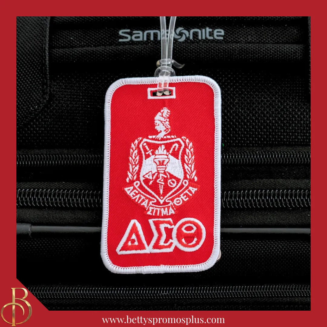 Delta Sigma Theta ΔΣΘ Shield Embroidered Luggage Tag-Delta Sigma Theta Paraphernalia-Delta Sigma Theta Luggage Tag-Betty's Promos Plus