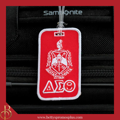 Delta Sigma Theta ΔΣΘ Shield Embroidered Luggage Tag-Delta Sigma Theta Paraphernalia-Delta Sigma Theta Luggage Tag-Betty's Promos Plus