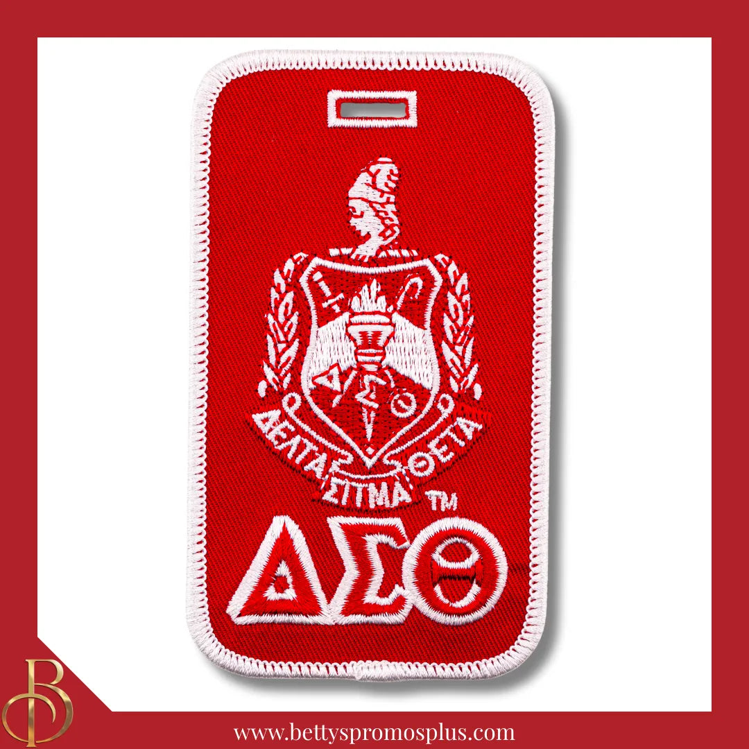 Delta Sigma Theta ΔΣΘ Shield Embroidered Luggage Tag-Red-Delta Sigma Theta Paraphernalia-Delta Sigma Theta Luggage Tag-Betty's Promos Plus