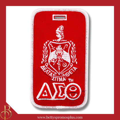 Delta Sigma Theta ΔΣΘ Shield Embroidered Luggage Tag-Red-Delta Sigma Theta Paraphernalia-Delta Sigma Theta Luggage Tag-Betty's Promos Plus