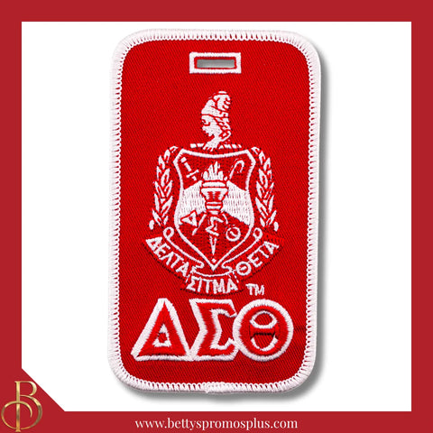 Delta Sigma Theta ΔΣΘ Shield Embroidered Luggage Tag-Red-Delta Sigma Theta Paraphernalia-Delta Sigma Theta Luggage Tag-Betty's Promos Plus