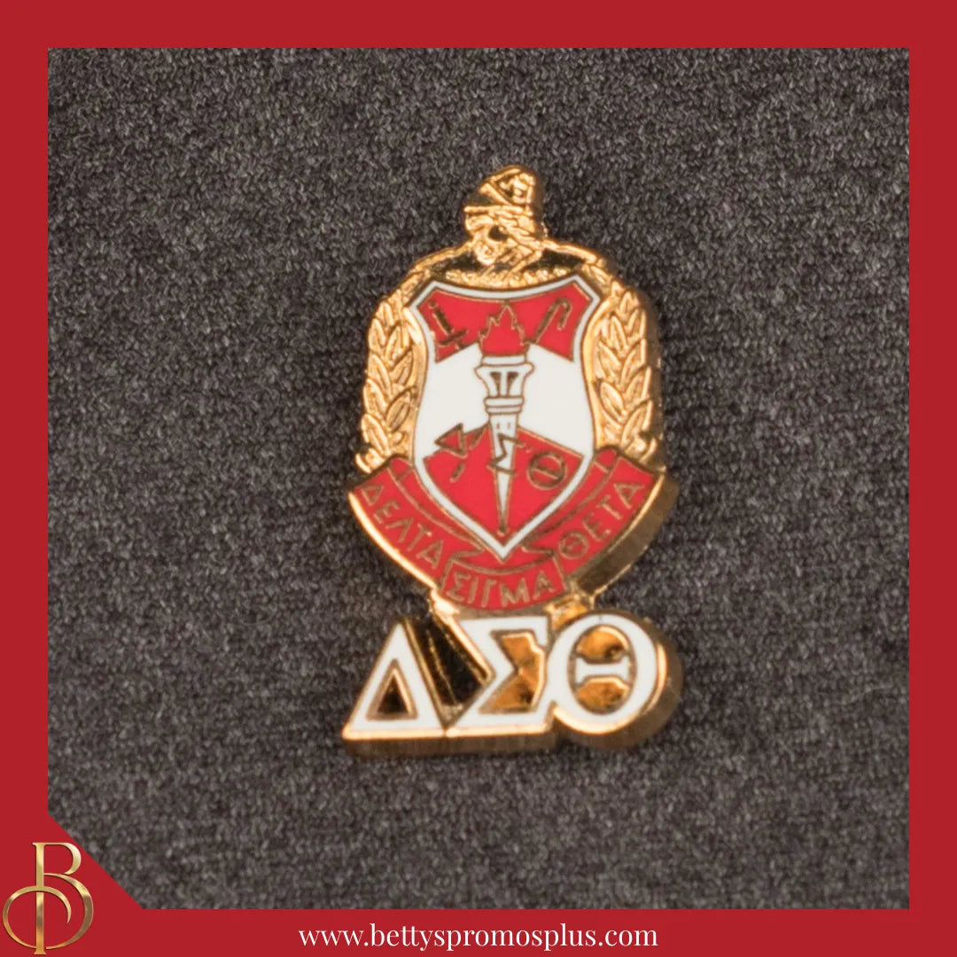 Delta Sigma Theta ΔΣΘ Shield & Greek Letters Sorority Lapel Pin-Delta Sigma Theta Paraphernalia-Delta Sigma Theta Lapel Pin-Betty's Promos Plus