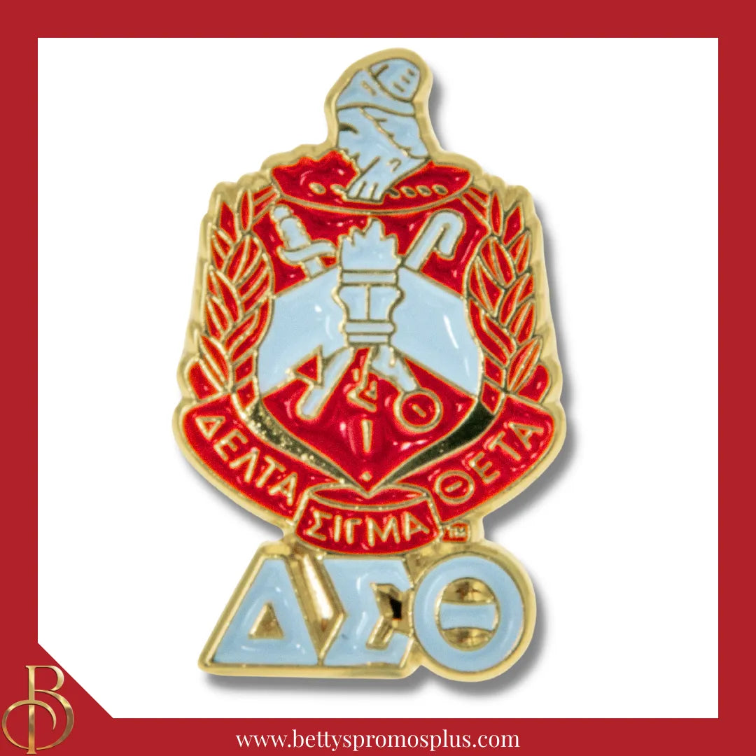 Delta Sigma Theta ΔΣΘ Shield & Greek Letters Sorority Lapel Pin-Delta Sigma Theta Paraphernalia-Delta Sigma Theta Lapel Pin-Betty's Promos Plus