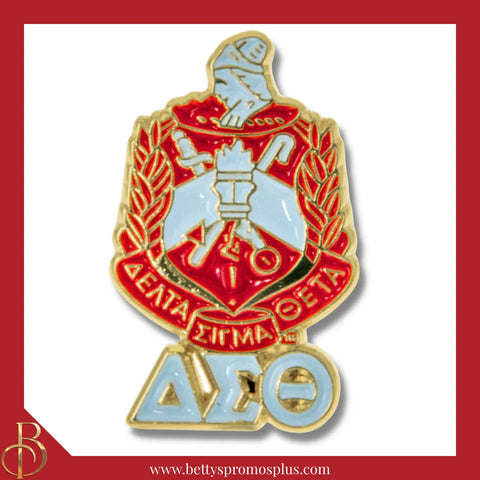 Delta Sigma Theta ΔΣΘ Shield & Greek Letters Sorority Lapel Pin-Gold-Delta Sigma Theta Paraphernalia-Delta Sigma Theta Lapel Pin-Betty's Promos Plus