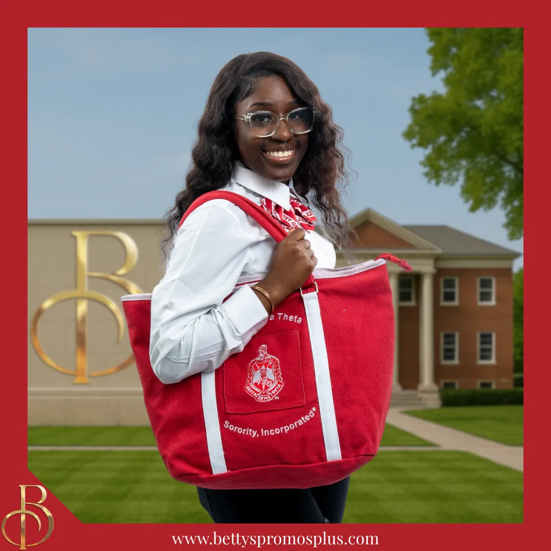 Delta Sigma Theta ΔΣΘ Shield Heavy Duty Canvas Tote Bag-Delta Sigma Theta Paraphernalia-Delta Sigma Theta Tote Bags-Betty's Promos Plus
