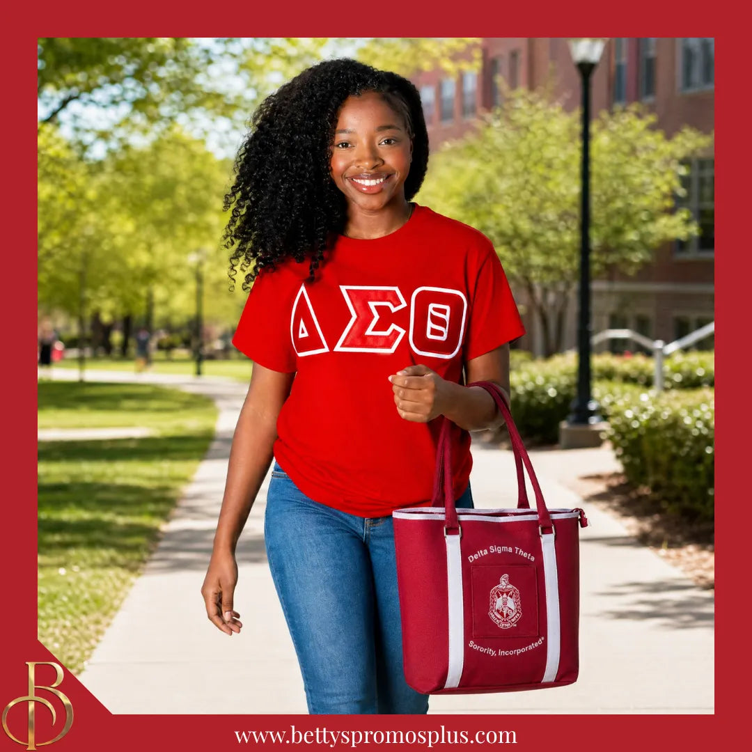 Delta Sigma Theta ΔΣΘ Shield Heavy Duty Canvas Tote Bag-Delta Sigma Theta Paraphernalia-Delta Sigma Theta Tote Bags-Betty's Promos Plus