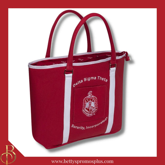 Delta Sigma Theta ΔΣΘ Shield Heavy Duty Canvas Tote Bag-Red-Delta Sigma Theta Paraphernalia-Delta Sigma Theta Tote Bags-Betty's Promos Plus