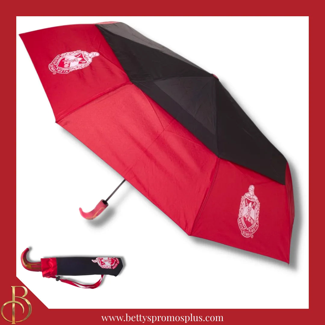 Delta Sigma Theta ΔΣΘ Shield Hurricane Umbrella-Black-Large-Delta Sigma Theta Paraphernalia-Delta Sigma Theta Umbrellas-Betty's Promos Plus