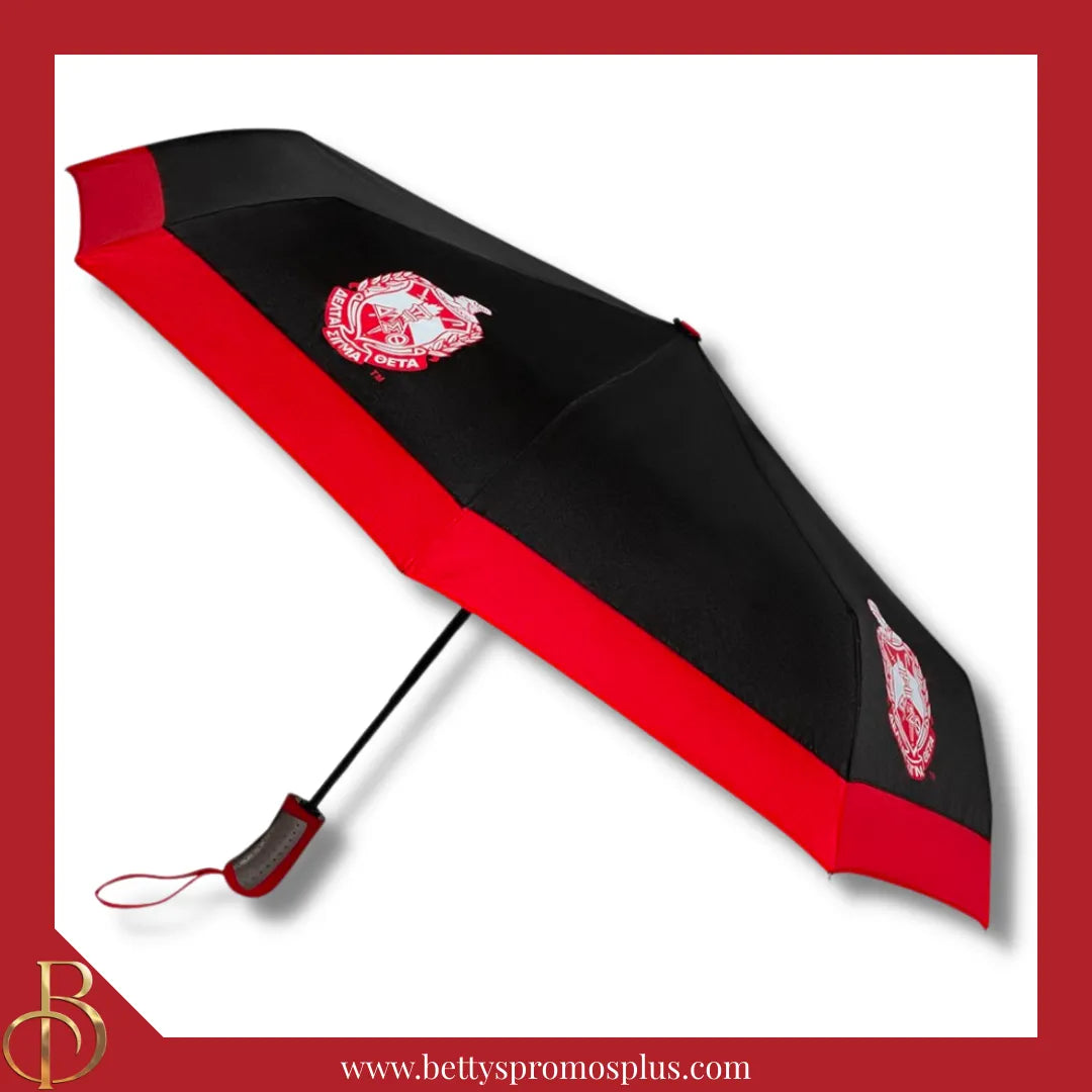 Delta Sigma Theta ΔΣΘ Shield Hurricane Umbrella-Black-Small-Delta Sigma Theta Paraphernalia-Delta Sigma Theta Umbrellas-Betty's Promos Plus