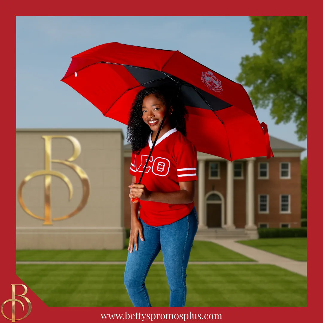 Delta Sigma Theta ΔΣΘ Shield Hurricane Umbrella-Delta Sigma Theta Paraphernalia-Delta Sigma Theta Umbrellas-Betty's Promos Plus