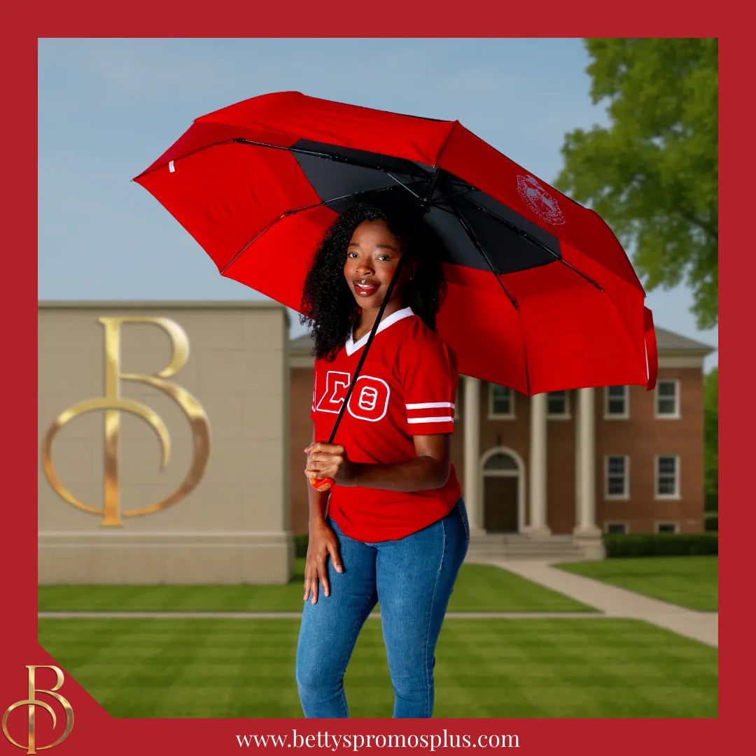 Delta Sigma Theta ΔΣΘ Shield Hurricane Umbrella-Delta Sigma Theta Paraphernalia-Delta Sigma Theta Umbrellas-Betty's Promos Plus