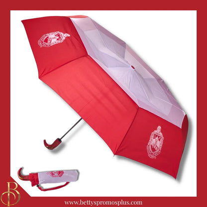 Delta Sigma Theta ΔΣΘ Shield Hurricane Umbrella-White-Large-Delta Sigma Theta Paraphernalia-Delta Sigma Theta Umbrellas-Betty's Promos Plus