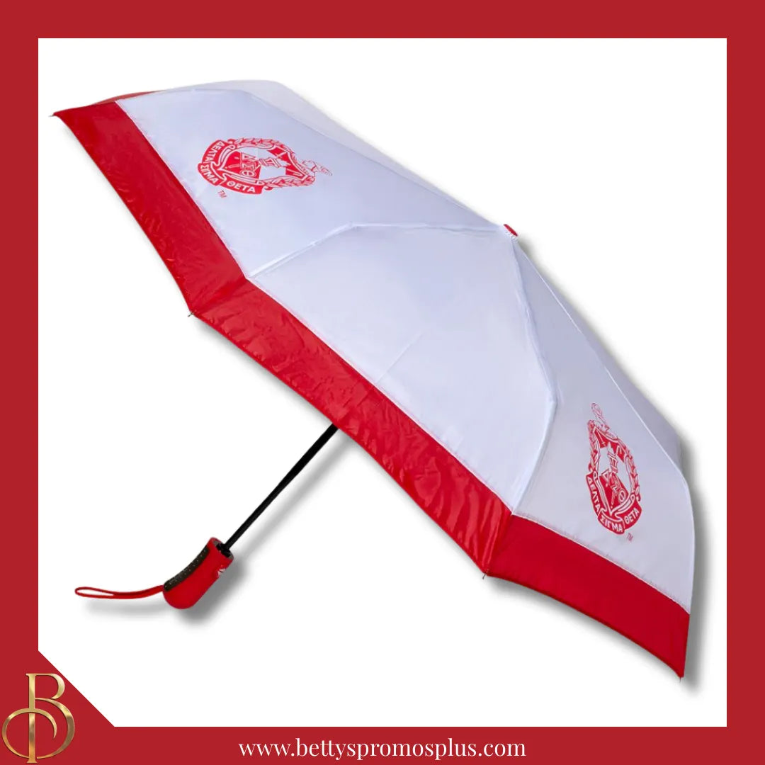Delta Sigma Theta ΔΣΘ Shield Hurricane Umbrella-White-Small-Delta Sigma Theta Paraphernalia-Delta Sigma Theta Umbrellas-Betty's Promos Plus