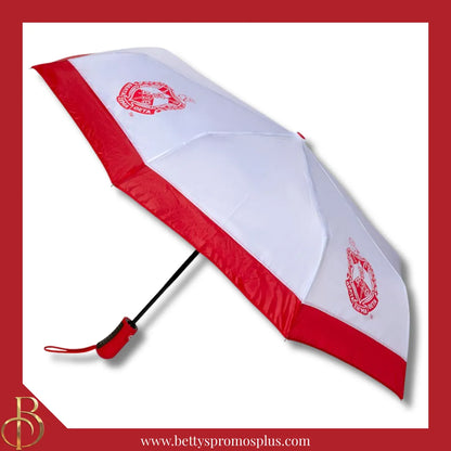 Delta Sigma Theta ΔΣΘ Shield Hurricane Umbrella-White-Small-Delta Sigma Theta Paraphernalia-Delta Sigma Theta Umbrellas-Betty's Promos Plus