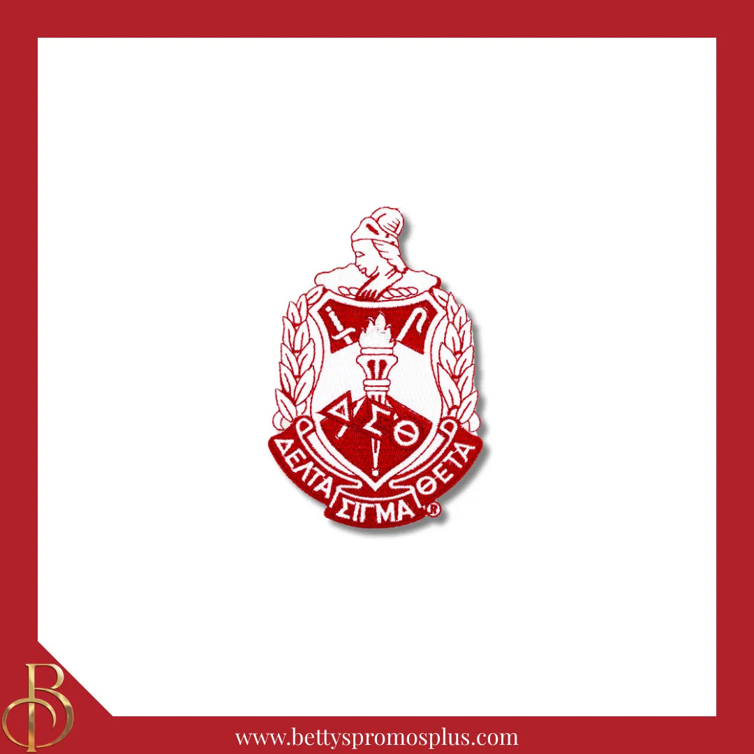 Delta Sigma Theta ΔΣΘ Shield Iron-on Embroidered Patch-Delta Sigma Theta Paraphernalia-Delta Sigma Theta Patch-Betty's Promos Plus