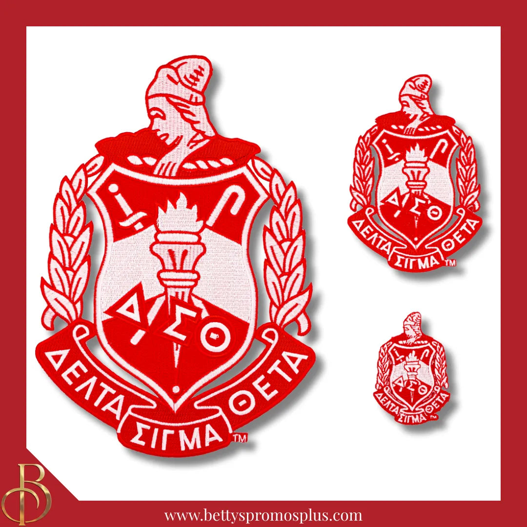Delta Sigma Theta ΔΣΘ Shield Iron-on Embroidered Patch-Delta Sigma Theta Paraphernalia-Delta Sigma Theta Patch-Betty's Promos Plus