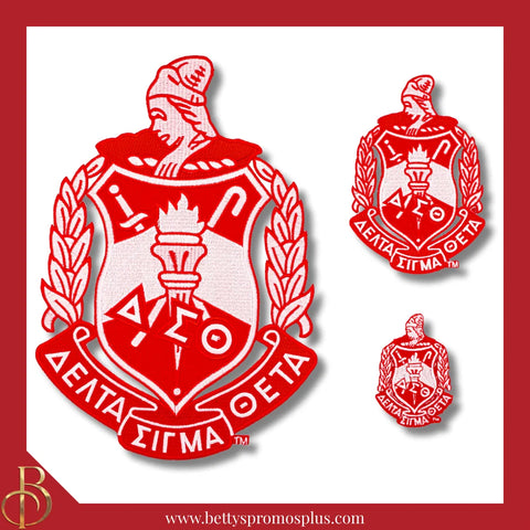 Delta Sigma Theta ΔΣΘ Shield Iron-on Embroidered Patch-Delta Sigma Theta Paraphernalia-Delta Sigma Theta Patch-Betty's Promos Plus