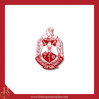 Delta Sigma Theta ΔΣΘ Shield Iron-on Embroidered Patch-Medium - 5"-Crimson-Delta Sigma Theta Paraphernalia-Delta Sigma Theta Patch-Betty's Promos Plus